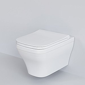 Унитаз подвесной Ambassador Benefit 203T20001R безободковый, с тонким сиденьем микролифт, белый купить в интернет-магазине Sanbest