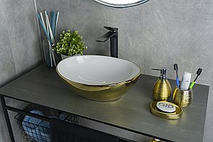 Раковина накладная Gid Esfera 41 Nc999 52229 белая, золото купить в интернет-магазине Sanbest