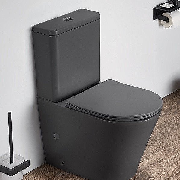 Унитаз напольный CeramaLux 2179XMDH серый матовый, безободковый, с бачком, с крышкой микролифт купить в интернет-магазине Sanbest