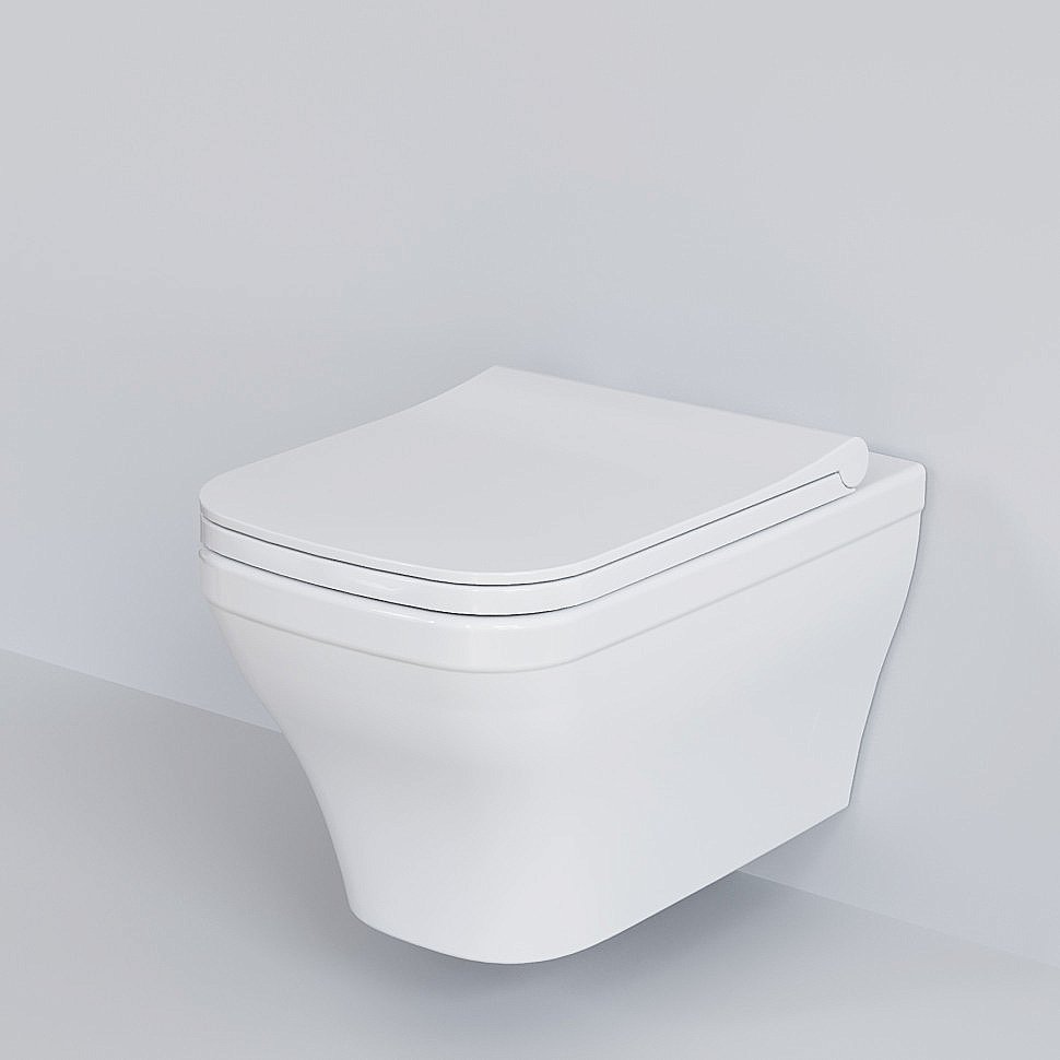 Унитаз подвесной Ambassador Benefit 203T20001R безободковый, с тонким сиденьем микролифт, белый купить в интернет-магазине Sanbest