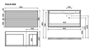 Тумба с раковиной Sancos FOLK FL100RCP/CN7015 100 капучино для ванной в интернет-магазине Sanbest