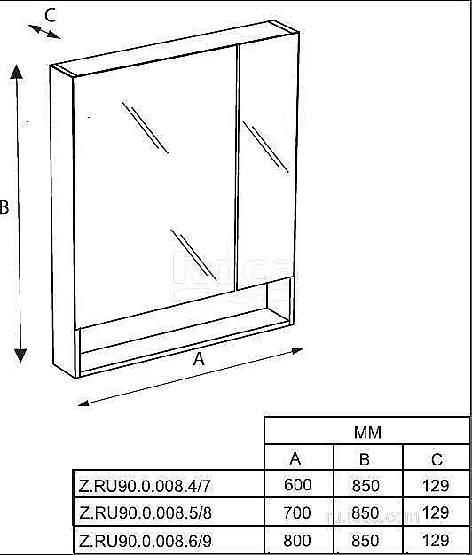Зеркальный шкаф Roca The Gap ZRU9302885 60 белый глянец купить в интернет-магазине сантехники Sanbest