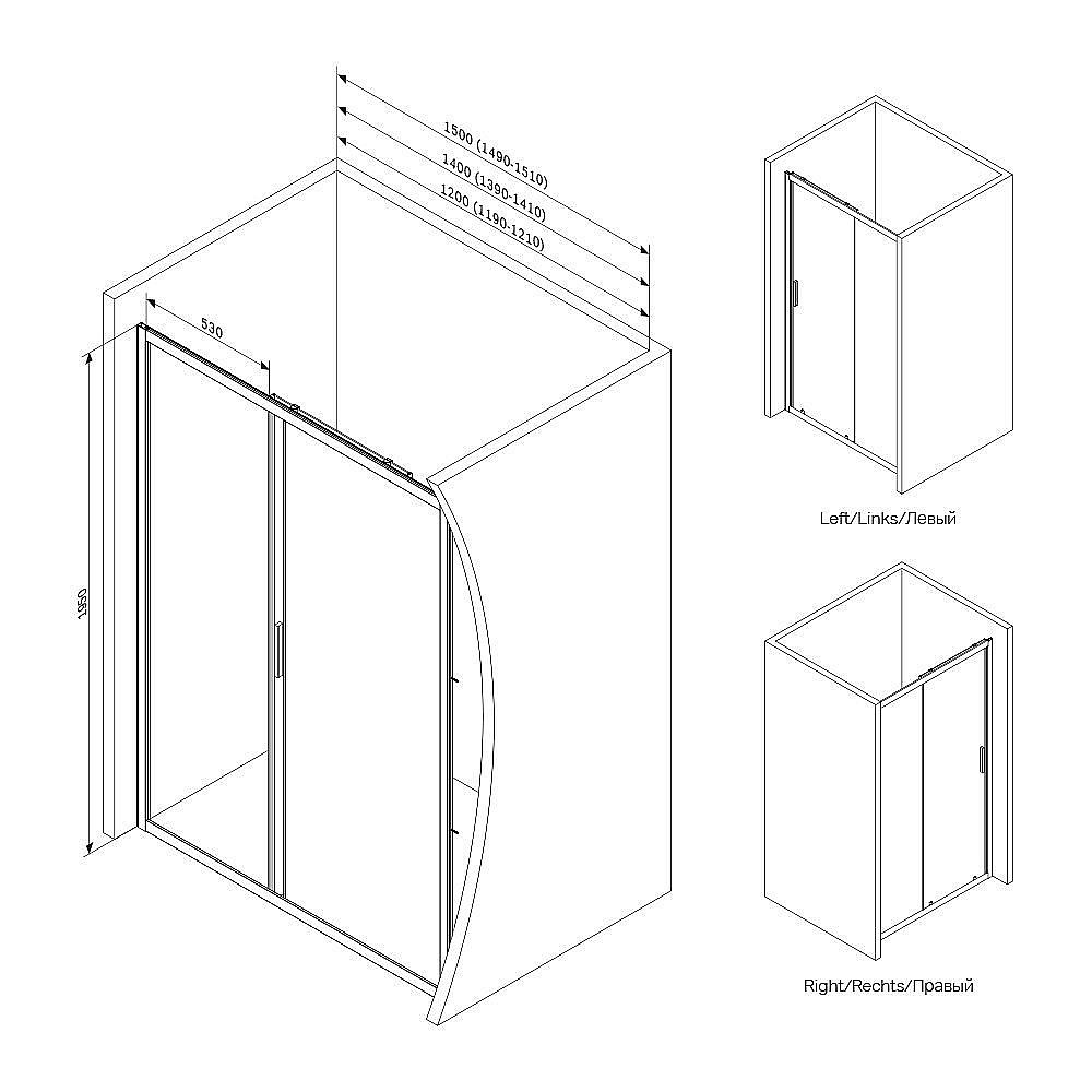 Душевая дверь AM.PM GEM W90G 120 прозрачная/хром матовый купить в интернет-магазине Sanbest