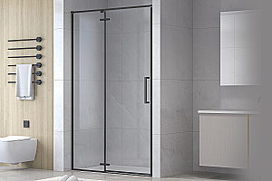 Душевая дверь Royal Bath BERN-V RB100-T-BL 100x195 стекло прозрачное/профиль черный купить в интернет-магазине Sanbest