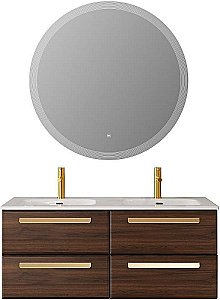 Тумба с раковиной Cezares ECO-CER-N 120 ECO-CER-N-1200-4C-SO-2-NCS-P орех шоколад софт для ванной в интернет-магазине Sanbest