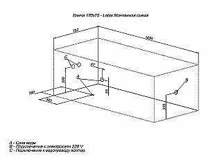 Акриловая ванна Aquanet Lotos 170x75 с каркасом купить в интернет-магазине Sanbest