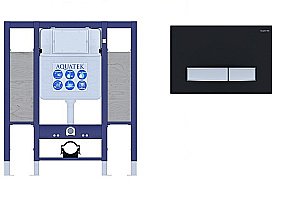 Инсталляция для унитаза Aquatek INS-0000015 с кнопкой KDI-0000031 черная матовая/никель купить в интернет-магазине сантехники Sanbest