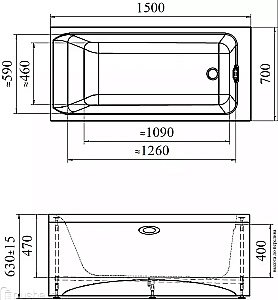 Ванна акриловая Vannesa Агата 2-78-0-0-1-224Р 150x70 купить в интернет-магазине Sanbest