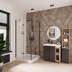 Душевой уголок Niagara Nova 6813, черный алюминий, прозрачное стекло, 90х90 см купить в интернет-магазине Sanbest