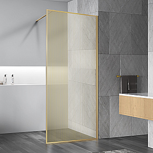 Душевое ограждение Vincea Walk-In 90 VSW-1HP900GWBG стекло ламинированное с золотыми нитями/профиль брашированное золото купить в интернет-магазине Sanbest