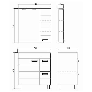 Зеркало со шкафом Comforty Модена М 00-00001640 75 белый матовый в ванную от интернет-магазине сантехники Sanbest