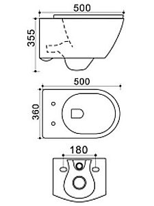 Унитаз подвесной Agger AT05100 белый, с крышкой микролифт, безободковый купить в интернет-магазине Sanbest