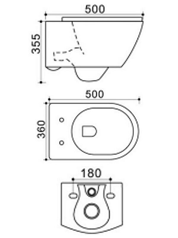 Унитаз подвесной Agger AT05100 белый, с крышкой микролифт, безободковый купить в интернет-магазине Sanbest