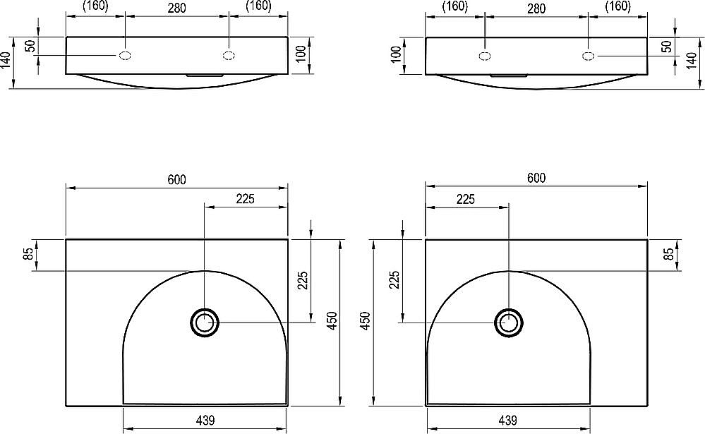 Раковина Ravak Lite XJX1360000 белый купить в интернет-магазине Sanbest