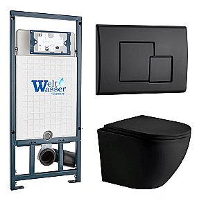 Унитаз с инсталляцией WeltWasser MARBERG 507 + MERZBACH 043 MT-BL + MAR 507 SE MT-BL купить в интернет-магазине Sanbest