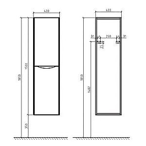 Пенал Belbagno LUXURY/SOFT 1500 Bianco Laccato Lucido правый для ванной в интернет-магазине сантехники Sanbest