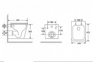 Унитаз подвесной ABBER Rechteck AC1219TC белый, с крышкой микролифт, безободковый, слив-торнадо купить в интернет-магазине Sanbest