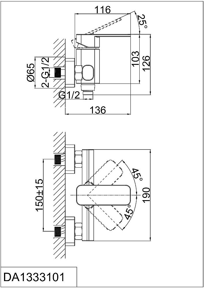 Смеситель для душа D&K Rhein Altportel DA1333101 купить в интернет-магазине сантехники Sanbest