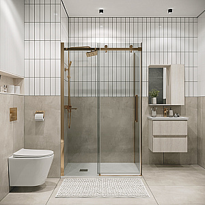 Душевой уголок Grossman Classic 160х80 120.K33.04.1290.32.00 стекло прозрачное/профиль золото брашированное купить в интернет-магазине Sanbest