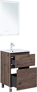 Тумба с раковиной Aquanet Алвита new 50 344126+329252 дуб веллингтон табак для ванной в интернет-магазине Sanbest