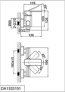 Смеситель для душа D&K Rhein Altportel DA1333101 купить в интернет-магазине сантехники Sanbest