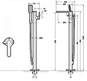 Смеситель для ванны Bravat GINA F665104C-B3-ENG купить в интернет-магазине сантехники Sanbest