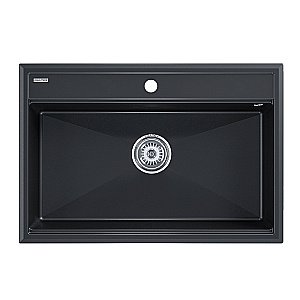 Кухонная мойка Paulmark STEPIA 80 + коландер ADVANCE PM117551-BLM+A375-BS черный металлик купить в интернет-магазине сантехники Sanbest