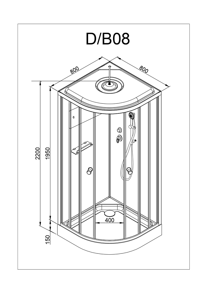 Душевая кабина Deto D08S 80х80 купить в интернет-магазине Sanbest