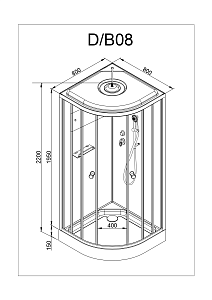 Душевая кабина Deto D08S 80х80 купить в интернет-магазине Sanbest