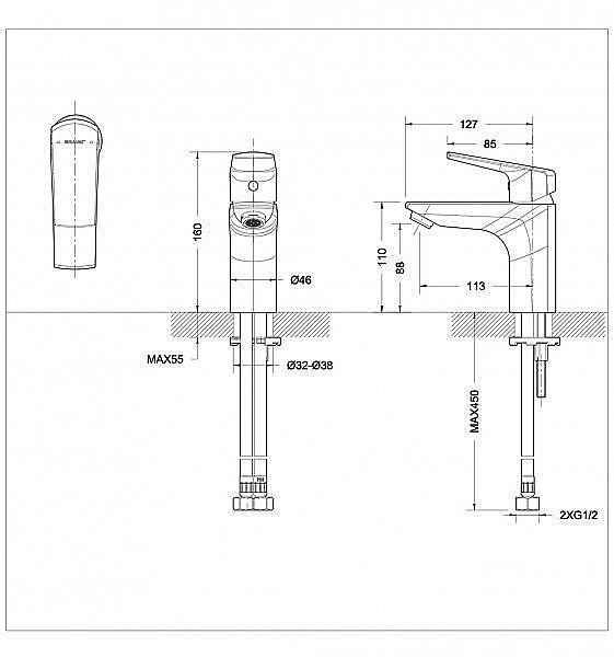 Смеситель для раковины BRAVAT Real F1121179CP купить в интернет-магазине сантехники Sanbest