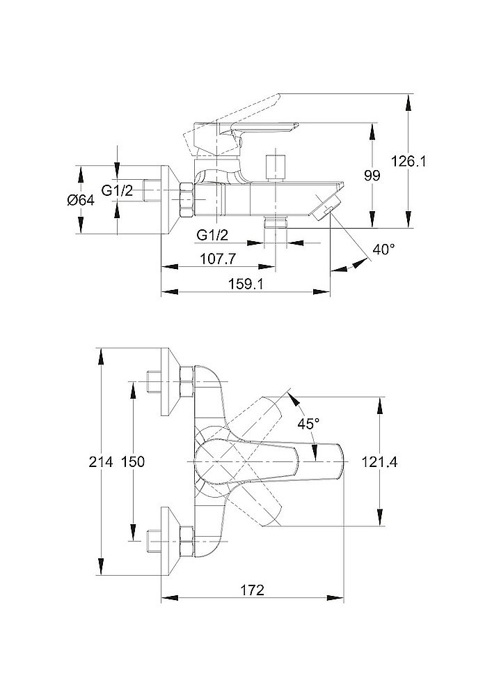 Смеситель для ванны Cersanit VERO 63061 купить в интернет-магазине сантехники Sanbest