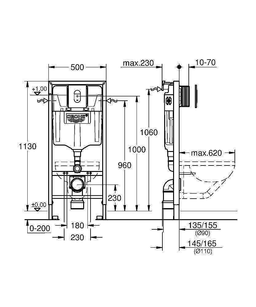 Инсталляция для унитаза Grohe Rapid SL 38929000 купить в интернет-магазине сантехники Sanbest