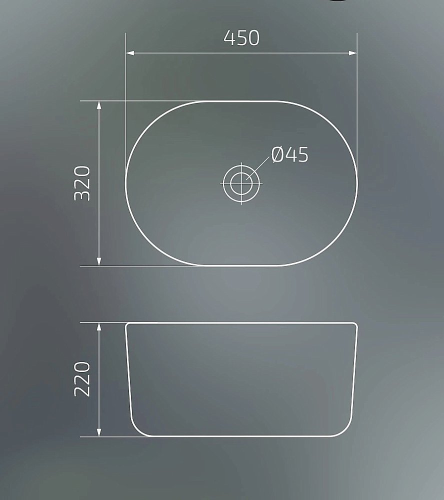 Раковина накладная Gid Creativo 45 N9302bg 53377 черная графит купить в интернет-магазине Sanbest