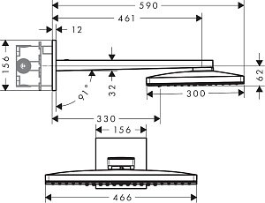 Верхний душ Hansgrohe Rainmaker Select 460 3jet Черный 24007600 купить в интернет-магазине сантехники Sanbest