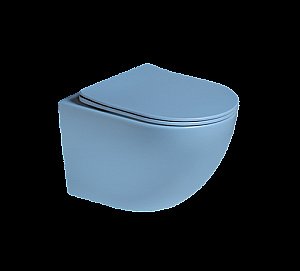 Унитаз подвесной SantiLine SL-5005T-BL голубой матовый, безободковый, с крышкой микролифт, слив торнадо купить в интернет-магазине Sanbest