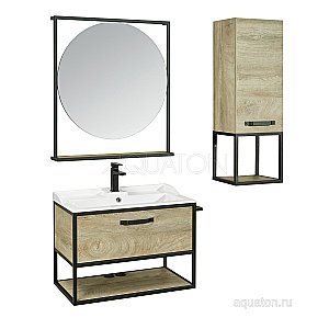 Тумба с раковиной Акватон Лофт Фабрик/Фабиа 80 дуб эндгрейн для ванной в интернет-магазине Sanbest