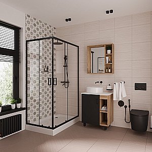 Душевой уголок Niagara Nova NG-6810, прозрачный, черный, 120х80х190см, алюминиевый профиль купить в интернет-магазине Sanbest