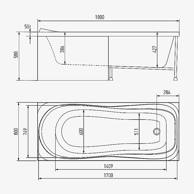 Акриловая ванна Timo KATA1880 180x80 белая купить в интернет-магазине Sanbest
