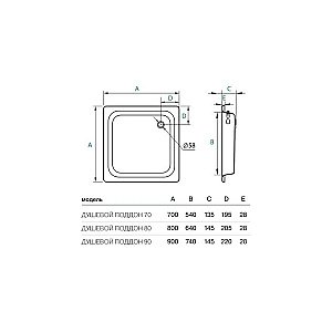 Душевой поддон Koller Pool CF901200E 90x90 сталь купить в интернет-магазине Sanbest