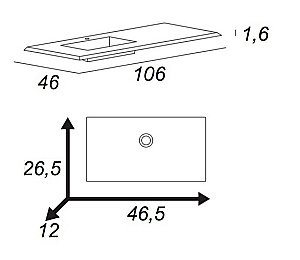Тумба с раковиной Cezares 1973 106 Grigio nuvola для ванной в интернет-магазине Sanbest