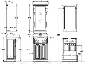 Тумба с раковиной Опадирис РИСПЕКТО 55см орех антикварный для ванной в интернет-магазине Sanbest