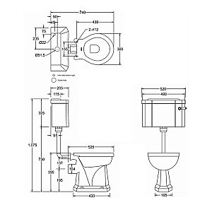 Унитаз Burlington P2 GOLD с низким бачком 51 золото купить в интернет-магазине Sanbest