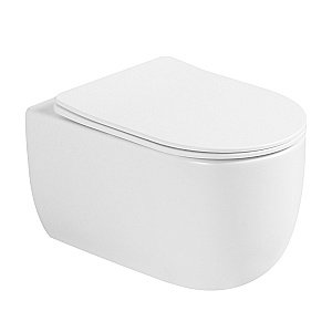 Унитаз подвесной Abber Bequem AC1104TMW белый матовый, безободковый, с крышкой микролифт, слив торнадо купить в интернет-магазине Sanbest