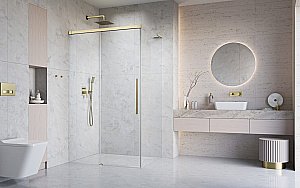 Душевой уголок Radaway Idea 8 Brushed Gold QL KDJ 110х90 L стекло прозрачное/профиль брашированное золото купить в интернет-магазине Sanbest
