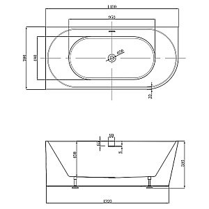 Ванна акриловая Abber 140х70 AB9502-1.4 белая купить в интернет-магазине Sanbest