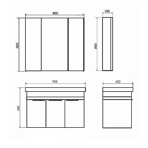 Зеркальный шкаф Comforty Соло 00-00010980 90 дуб тёмно-коричневый купить в интернет-магазине сантехники Sanbest
