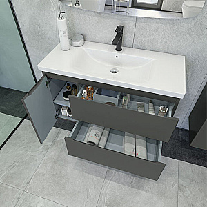 Тумба с раковиной Caprigo Forte 100 два ящика, одна дверь слева, цвет на выбор для ванной в интернет-магазине Sanbest