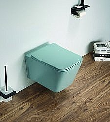 Унитаз подвесной CeramaLux 5170MLG зеленый матовый, безободковый, с крышкой микролифт купить в интернет-магазине Sanbest