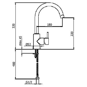 Смеситель для кухни Webert Kitchen Yen YN920302015 купить в интернет-магазине сантехники Sanbest