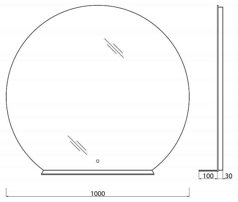 Зеркало с LED-подсветкой и полкой BelBagno RNG MENS 100 в ванную от интернет-магазине сантехники Sanbest